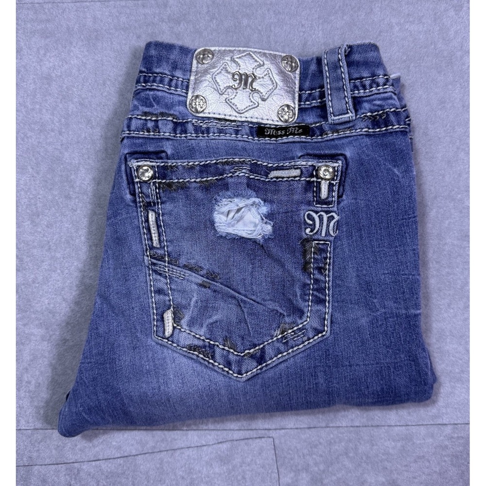 Miss Me Jeans Womens 31 (32x30) Signature Skinny Lowrise Studded Stretch Y2K USA